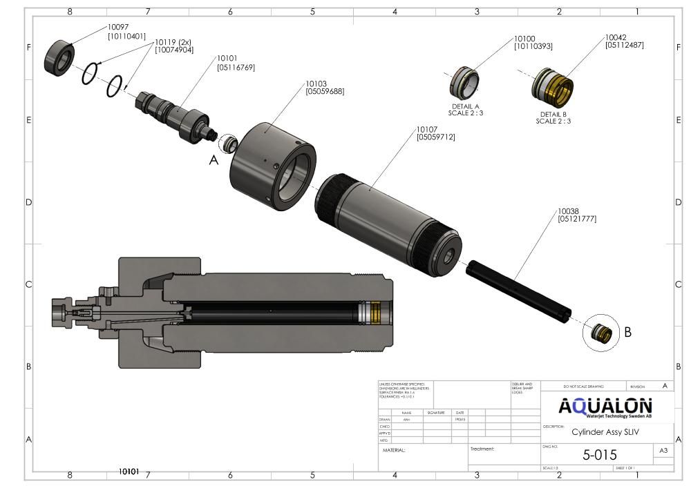 The picture shows a SLIV hp cylinder assembly