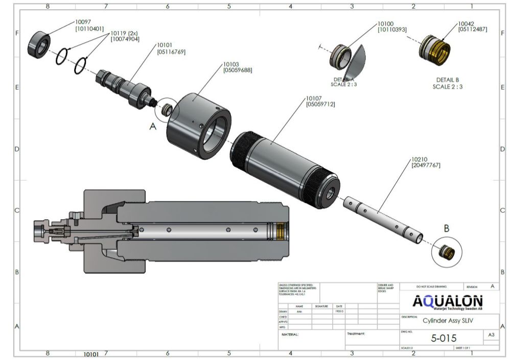 Parts for KMT Cylinder Assembly SLIV