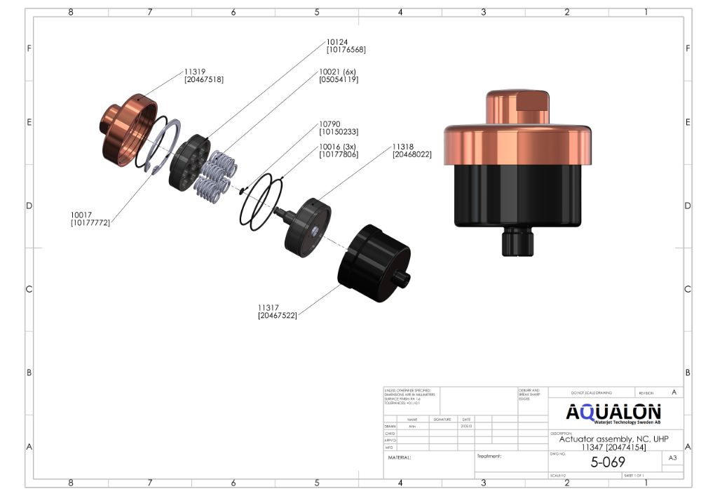 PNEUMATIC ACTUATOR ASSEMBLY, NC, UHP