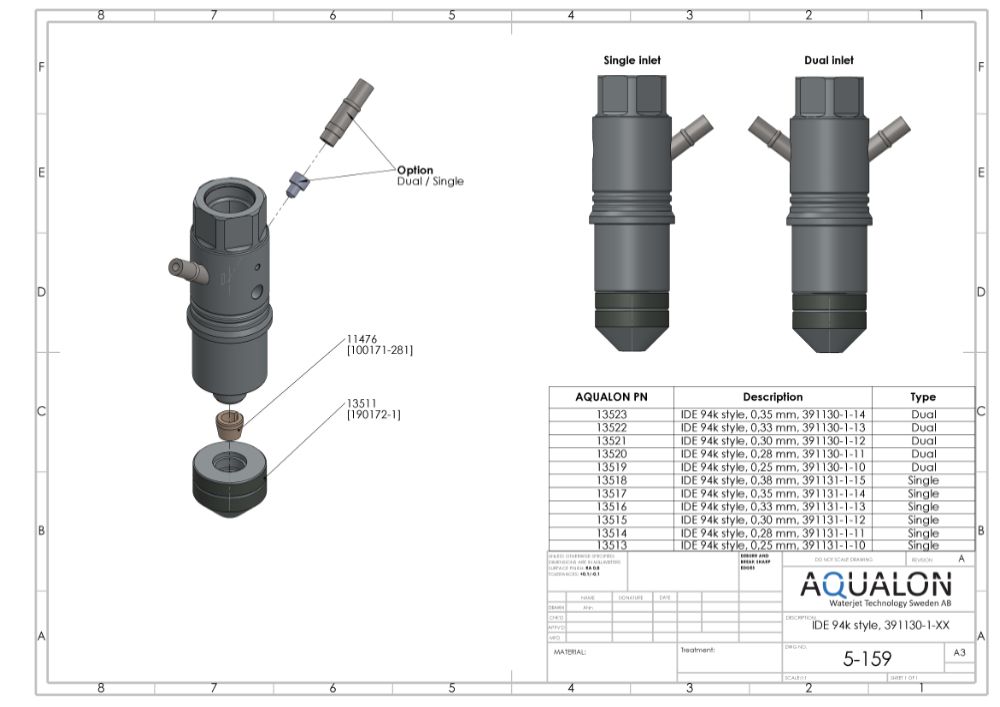 Abrasive diamond head assembly (IDE 94K style)